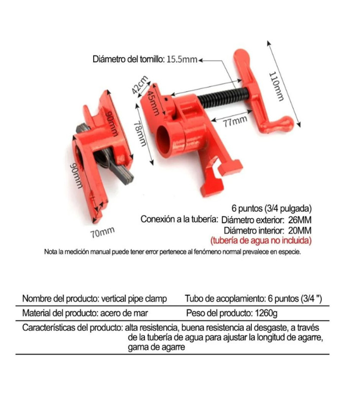 Prensa para tubo 3/4