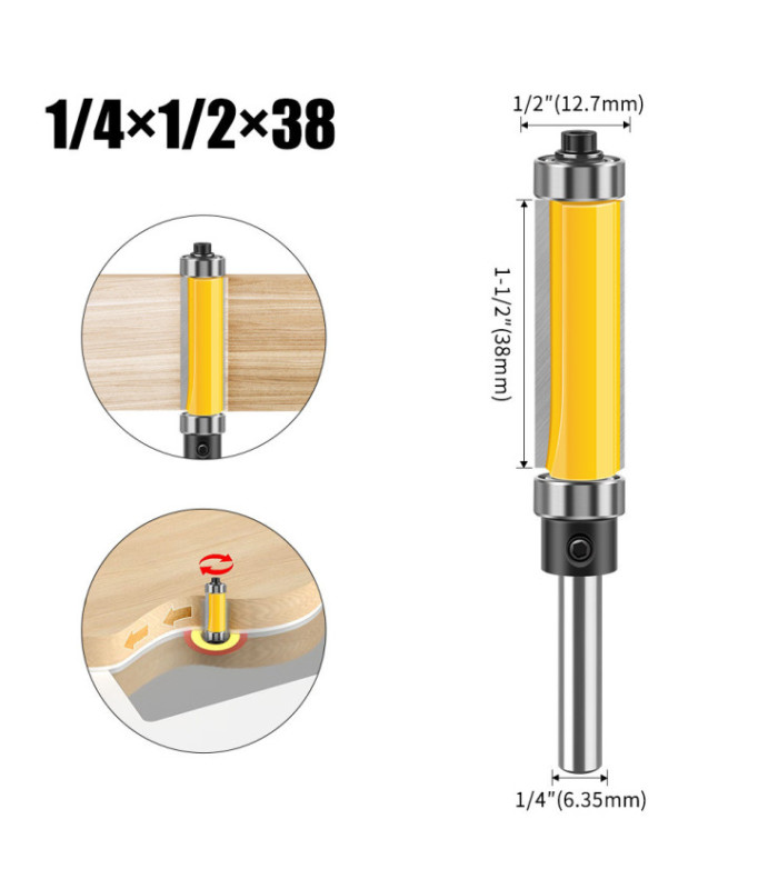 Fresa copiadora doble guia 1/4x1/2x38mm 1pc