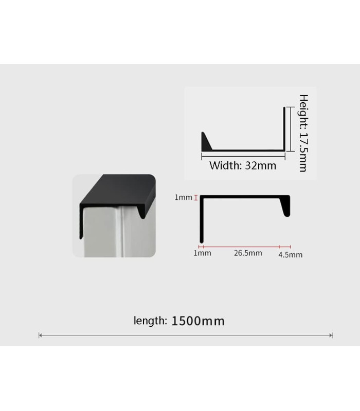 MANIJA OCULTA PARA CAJON 15CM NEGRO