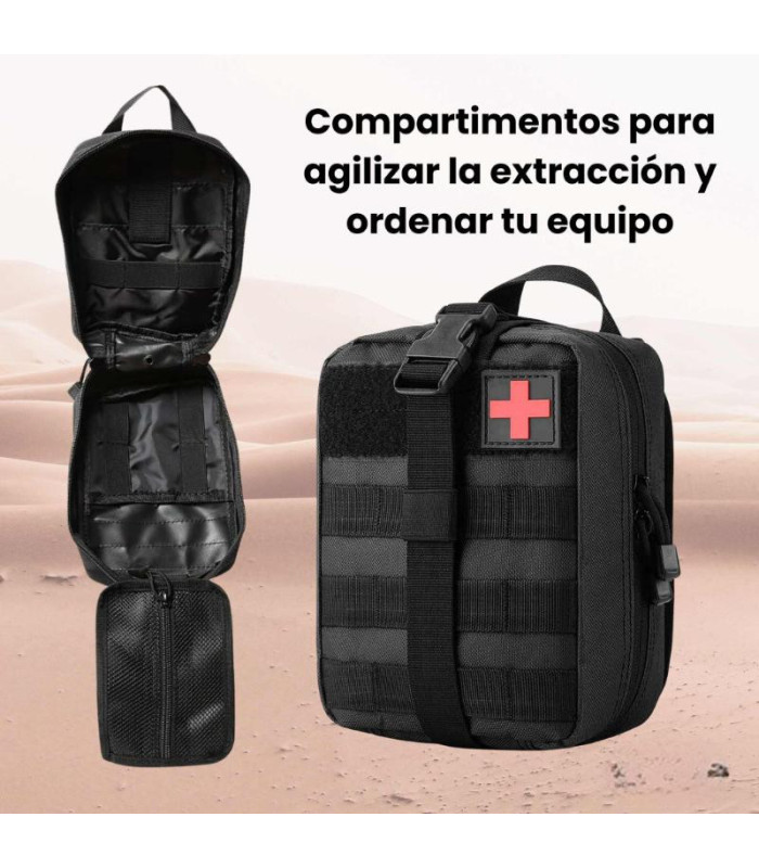 BOTIQUIN TACTICO DE TELA NEGRO 20x15CM