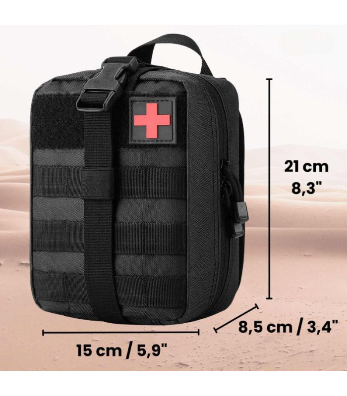 BOTIQUIN TACTICO DE TELA NEGRO 20x15CM