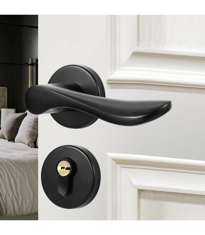 CERRADURA MANGO CURVO NEGRO