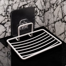 Jabonera de metal con soporte adhesivo