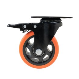 RUEDA 13CM NARANJA GIRATORIA C/FRENOS