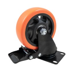 RUEDA 13CM NARANJA GIRATORIA C/FRENOS