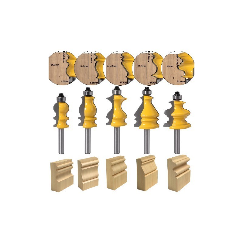 Juego de fresa para molduras v8mm 5pc