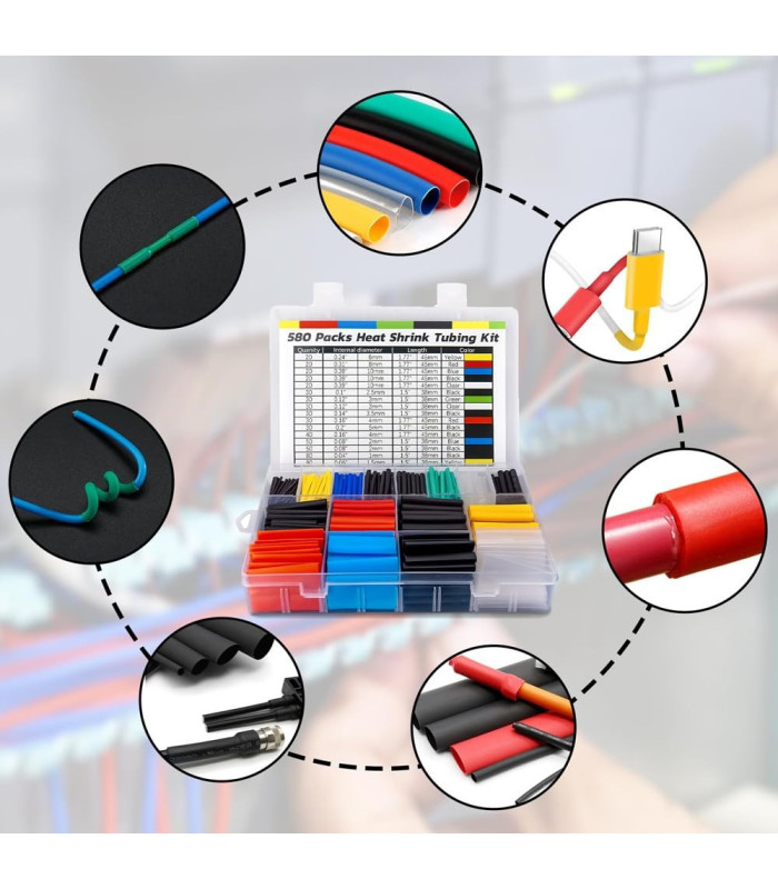 SET DE TUBOS TERMOCONTRAIBLES 580PC