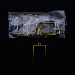 Dije rectangular dorado 30x20mm 5pc