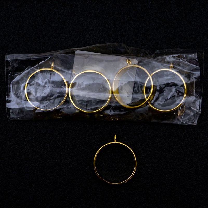 Dije redondo dorado 28x70mm 5pc