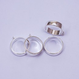 Dije redondo plateado 28x70mm 5pc