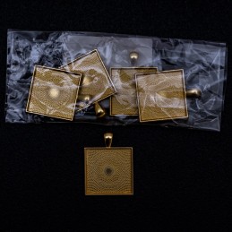 Dije rectangular dorado 37x28mm 5pc