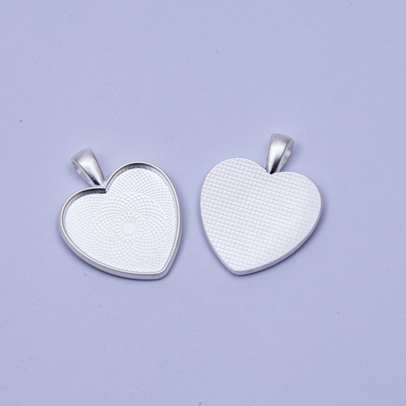 Dije corazon plateado 28x27mm 5pc