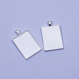 Dije rectangular plateado 38x28mm 5pc