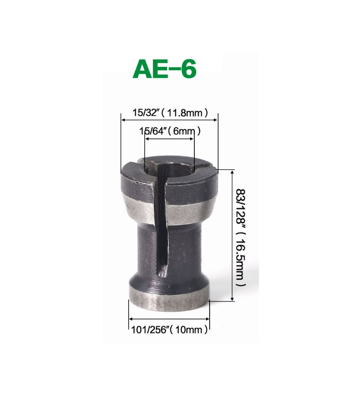 Adaptador eje para fresadora  AE-6 6mm