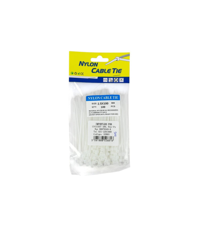 PRECINTO 2.5x100MM 100PC BLANCO