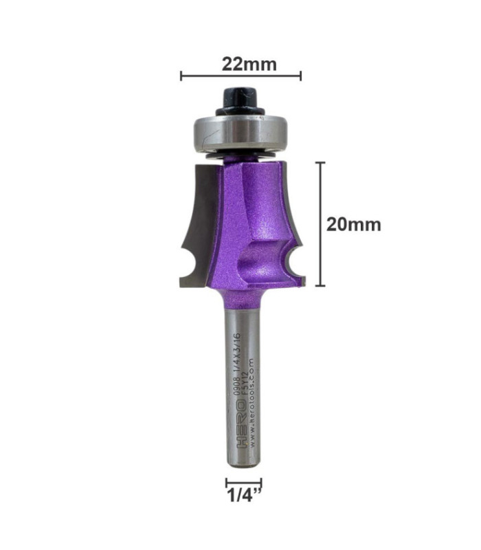 Fresa HERO curva lateral 1/4x3/16 