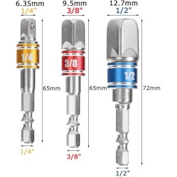 Prolongador para taladro 1/4-1/2-3/8  3pc