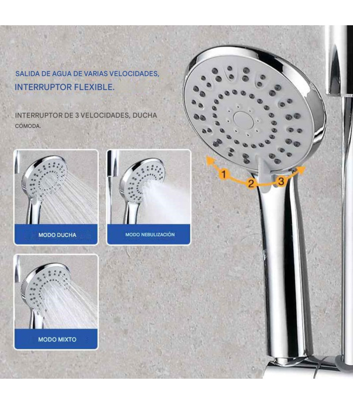 SET DUCHA COLUMNA CROMADO GANCHO MONOCOMANDO