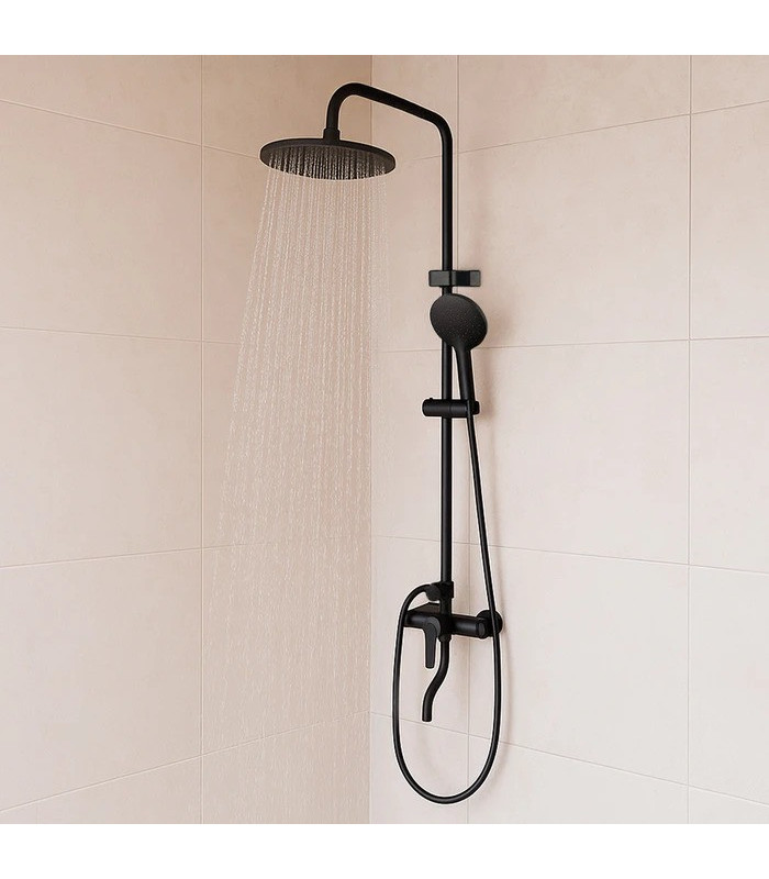 SET DE DUCHA COLUMNA NEGRO MONOCOMANDO