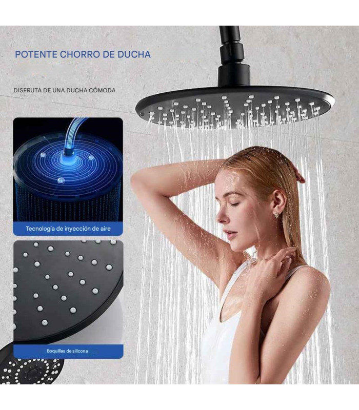 SET DE DUCHA COLUMNA NEGRO MONOCOMANDO