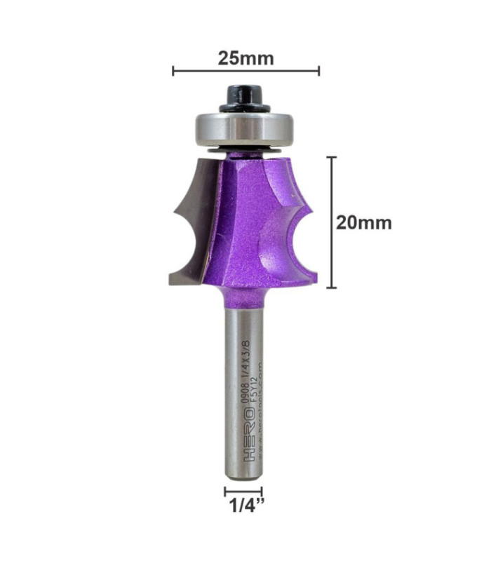 Fresa HERO curva lateral 1/4x3/8 