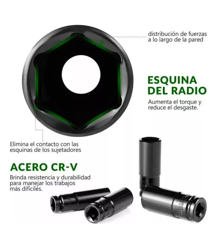 JUEGO DE TUBO IMPACTO LARGO 1/2 4-24MM 10PCS