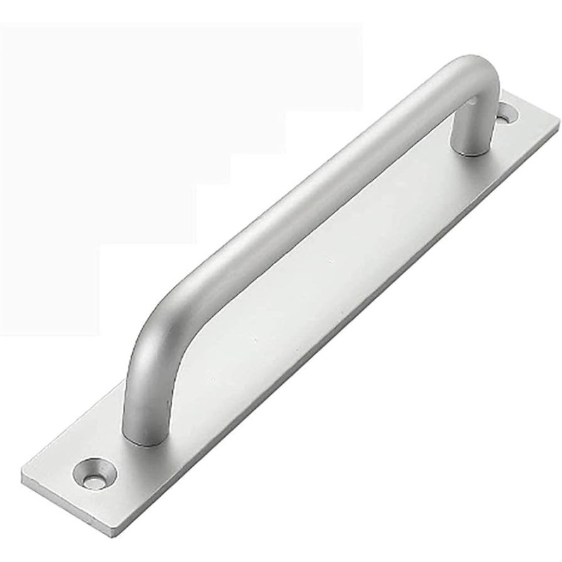 Manija con base plana plateado 14.8x2.5cm 1pc