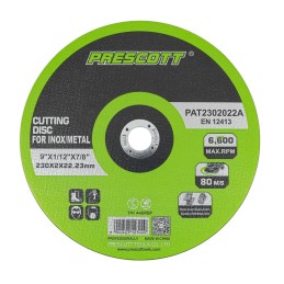 Disco de corte 230x2.0x22.23mm inox/metal PRESCOTT