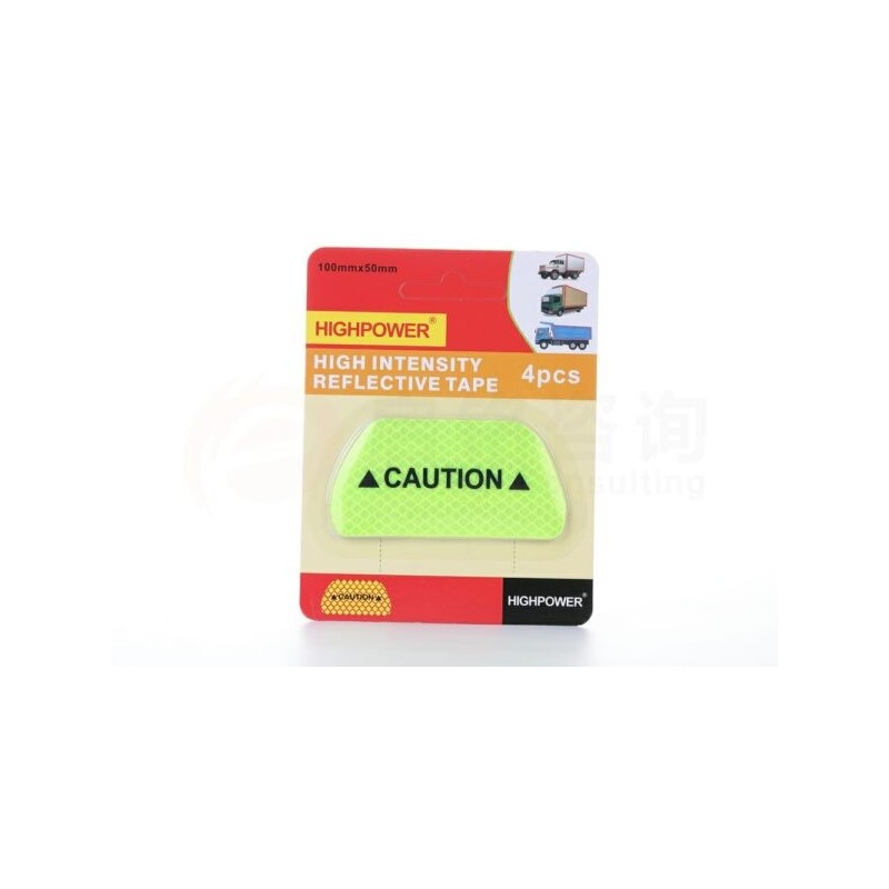 Sticker reflectivo 4pc CAUTION 100mmx50mm