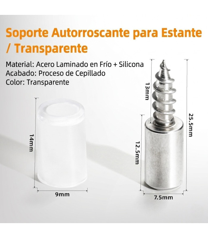 TORNILLO SOPORTE P/ REPISA SILICONADO TRANSPARENTE