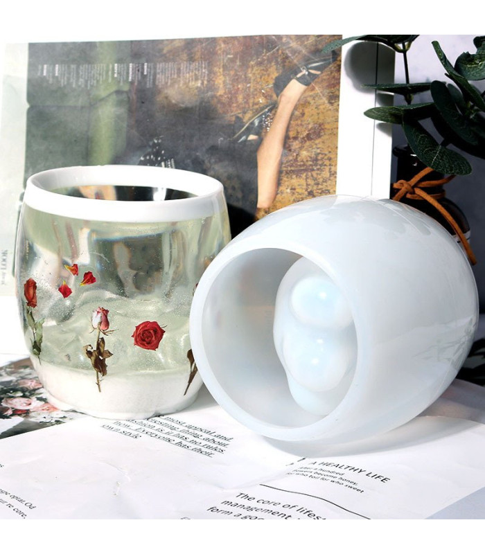 Molde de silicona pote con palma de gato 105x110mm