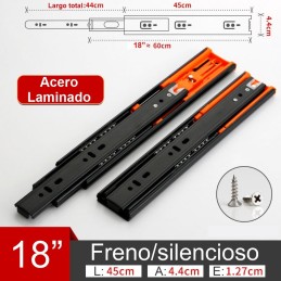 Guia telescopica de acero 45cm c/freno