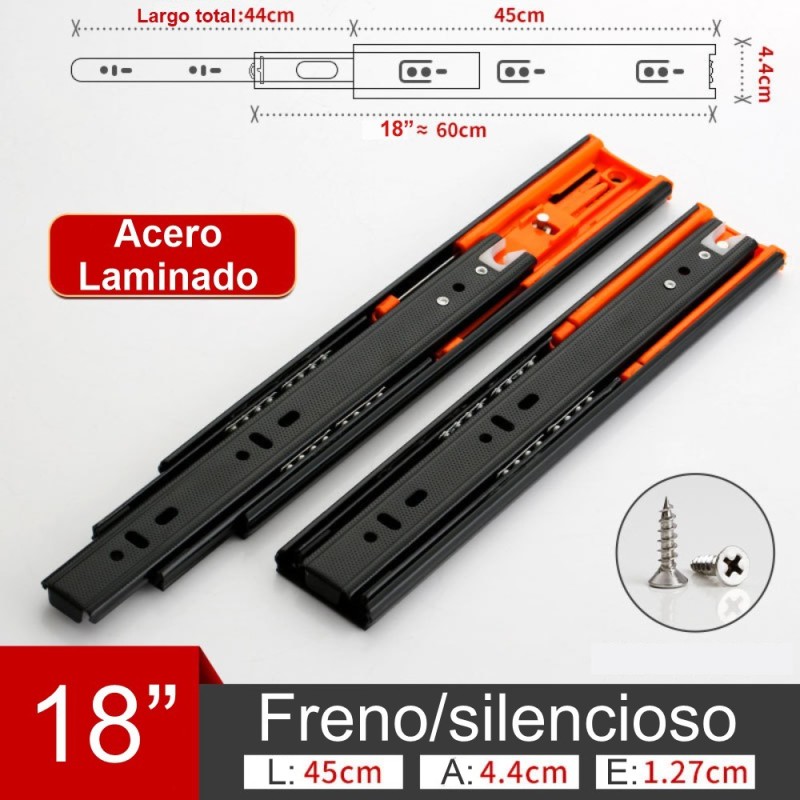 Guia telescopica de acero 45cm c/freno
