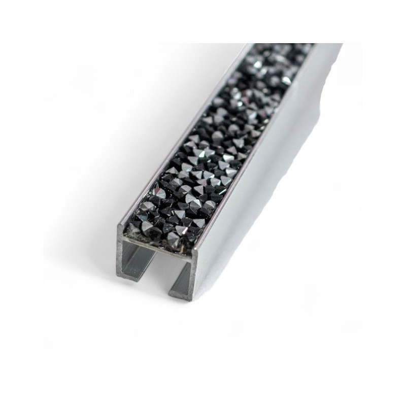 Perfil de aluminio con piedras negro 2.44mt