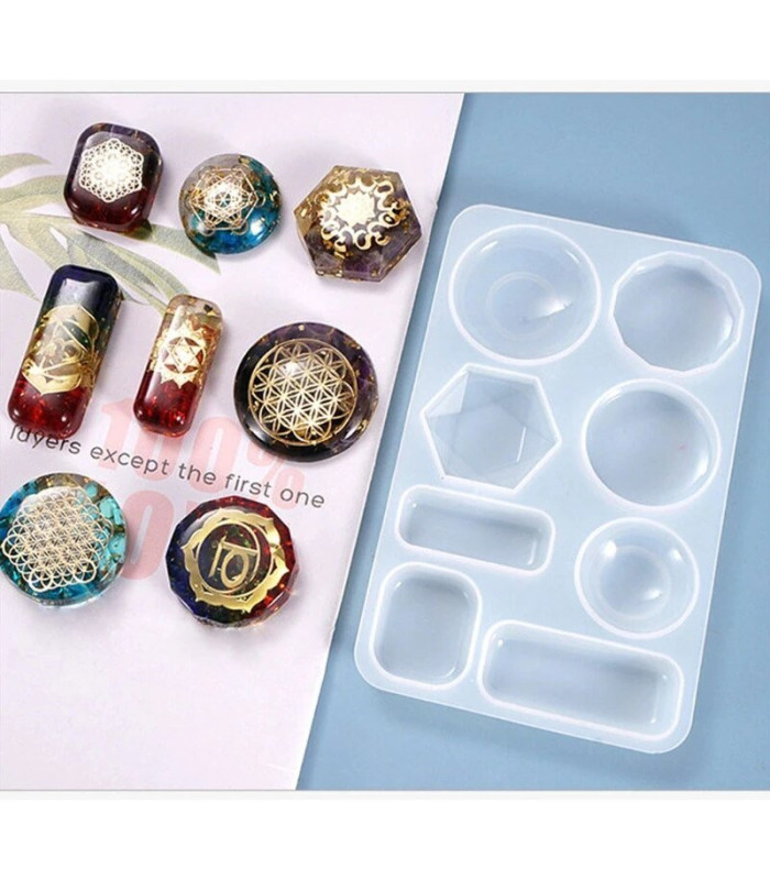 Molde de silicona mix 8 piedras 14.4x9cm