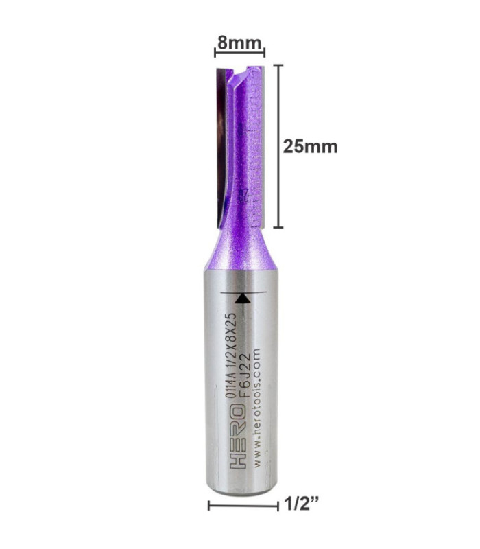 Fresa recto 1/2x8mmx25mm HERO