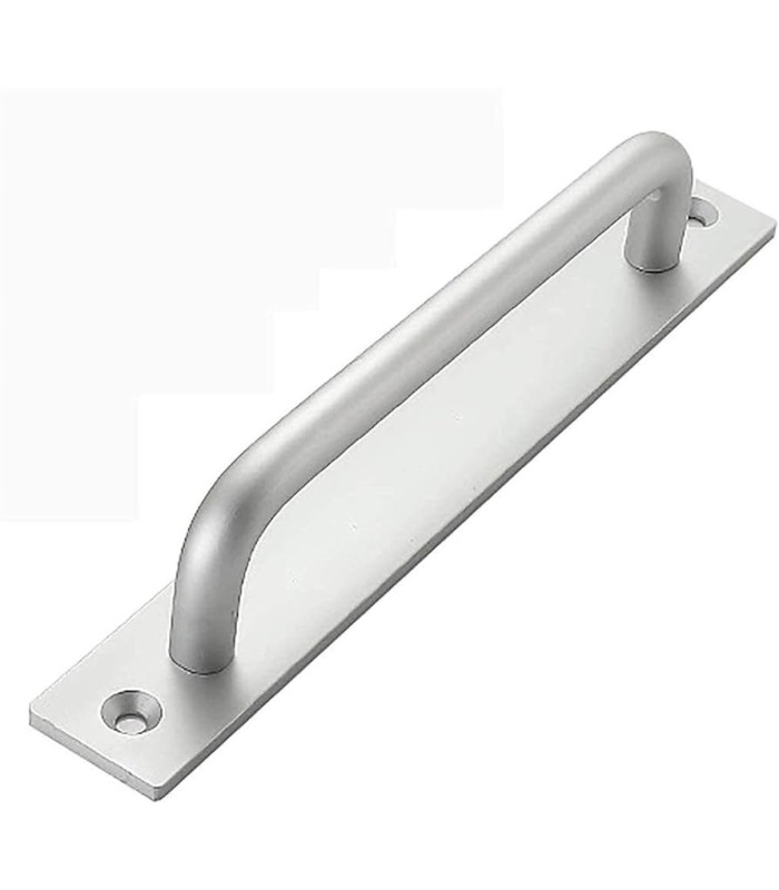 Manija con base plana plateado 14.8x2.5cm 1pc